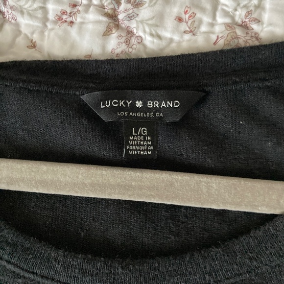 Lucky Brand Black Semi-sheer Top Size L - Picture 4 of 7